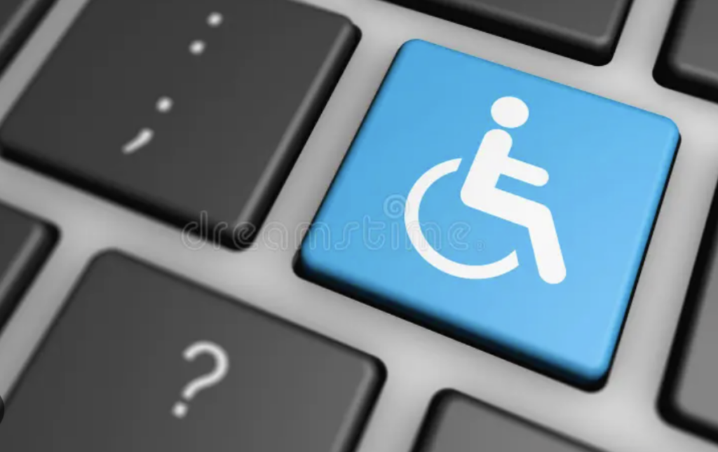 Clavier d'ordinateur dont une touche avec le logo handicap
